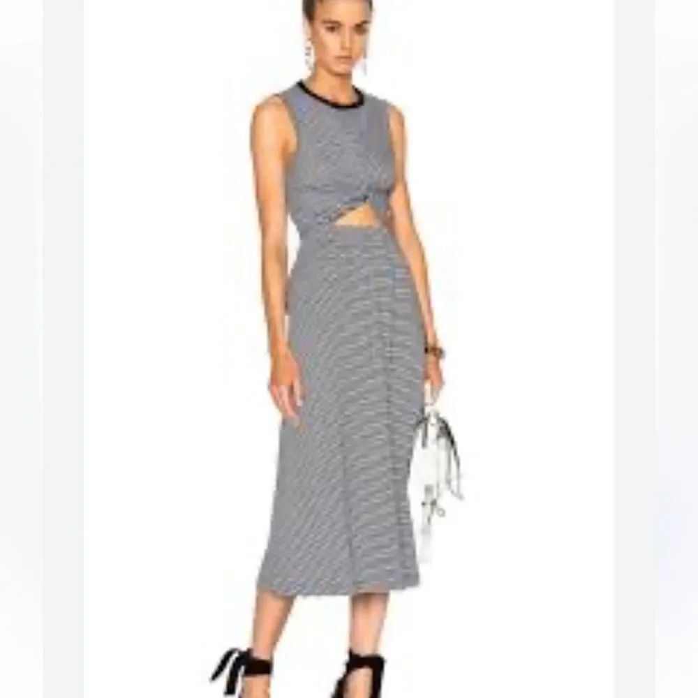Alexander Wang twist front muscle Black and White Striped Dress size small